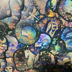 10pc Multicolor Vinyl Holographic Stickers Celestial & Horoscope, Animals,Floral