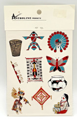 Vintage Astroline Southwest Stickers Metallic Foil Native Motif 2 Sheets NOS