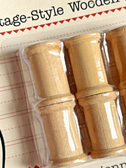 Jenni Bowlin Vintage Style Wooden Antique Thread Spools for Crafting Set of 6