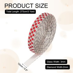 3 Yard Rhinestone Ribbon, 4mm x 4mm Crystal Rhinestone Strips, Red