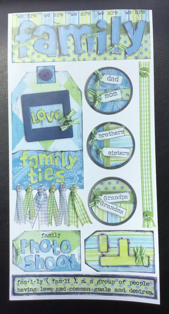 JUMBO 6 X 12″ CARDSTOCK STICKERS FAMILY MEMBERS WORD TAGS & QUOTES