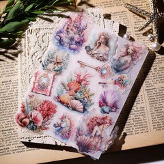 42 pcs Mermaid Translucent Vellum Matte Surface Paper Sticker Scrapbook Craft