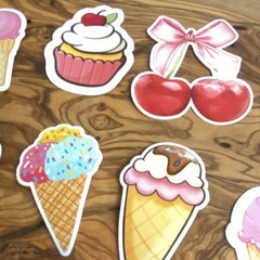 Food & Drink Dessert Scrapbooking Sticker Set Multicolor Ice Cream Cupcake