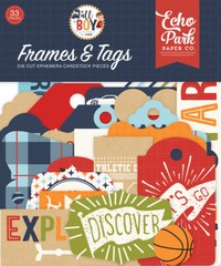 1 Pack Echo Park Paper ALL BOY Frames & Tags Die-Cut Ephemera