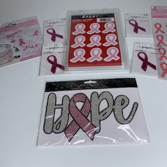Lot Of Breast Cancer Awareness Stickers, Iron On & Decals