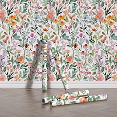 Floral Peel & Stick Wallpaper – Renter Friendly, Pink Vintage, Watercolor Wal…