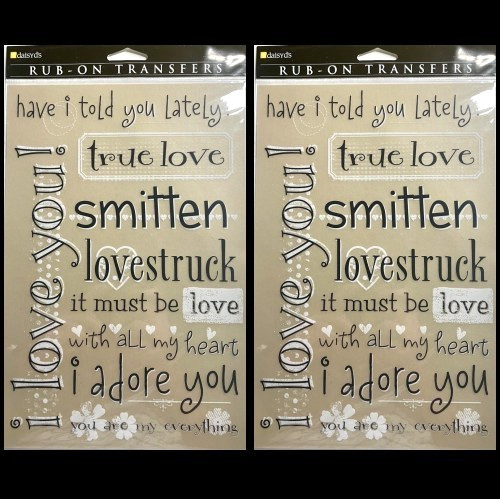 LOT OF 2 SETS DAISY D’S RUB-ON TRANSFERS IMAGES TRUE LOVE STRUCK I LOVE YOU