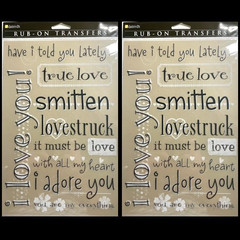 LOT OF 2 SETS DAISY D’S RUB-ON TRANSFERS IMAGES TRUE LOVE STRUCK I LOVE YOU