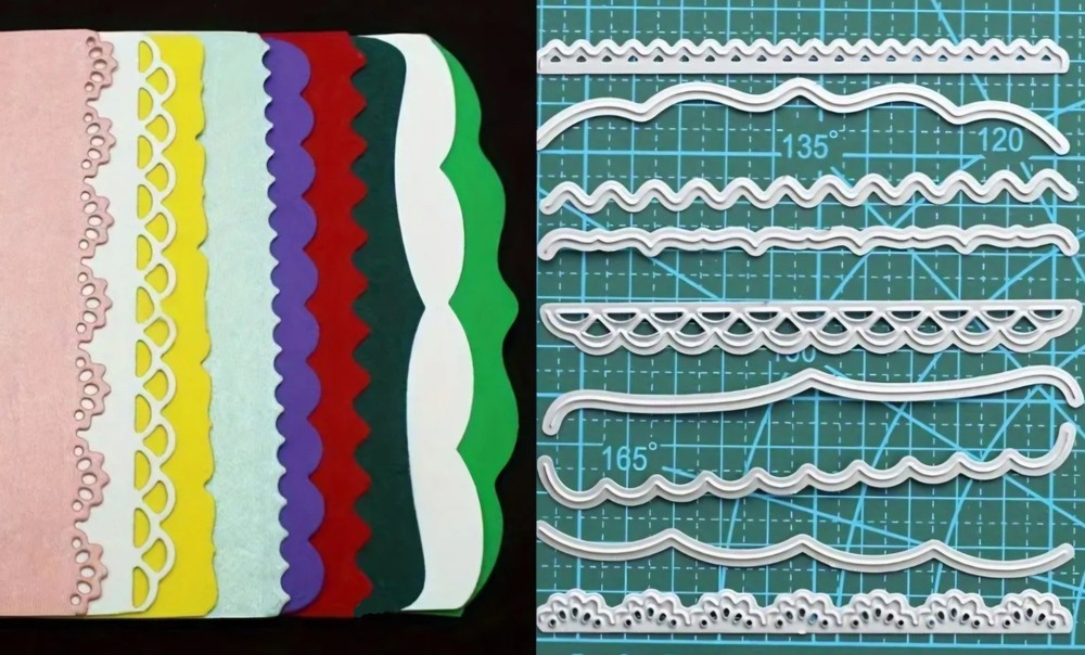 9 Pc Waves Lace Scallop Zigzag Edge Border Die Cut Set Card Making Cutting Dies