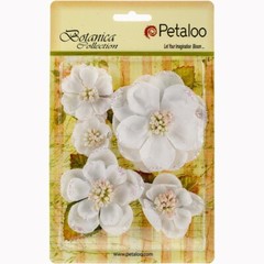 Magnolia Flowers WHITE Fabric – 5 Mixed Sizes 33-75mm Across Botanica Pet L4b