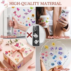375 PCS Transparent Flower Stickers, Floral Scrapbooking Sticker for FLOWER-1