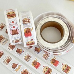 500 Sheets/Roll Cute Kapibara Coiled Stickers – Waterproof PET Decals for DIY Jo