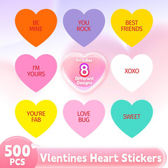 Heart Stickers, 500Pcs 1″ Self-Adhesive Labels for Valentine’S Day Crafts