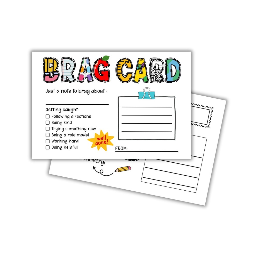 Brag Cards for Students for Teachers 30pk 4×6” Postcard Take Home Notes Send …