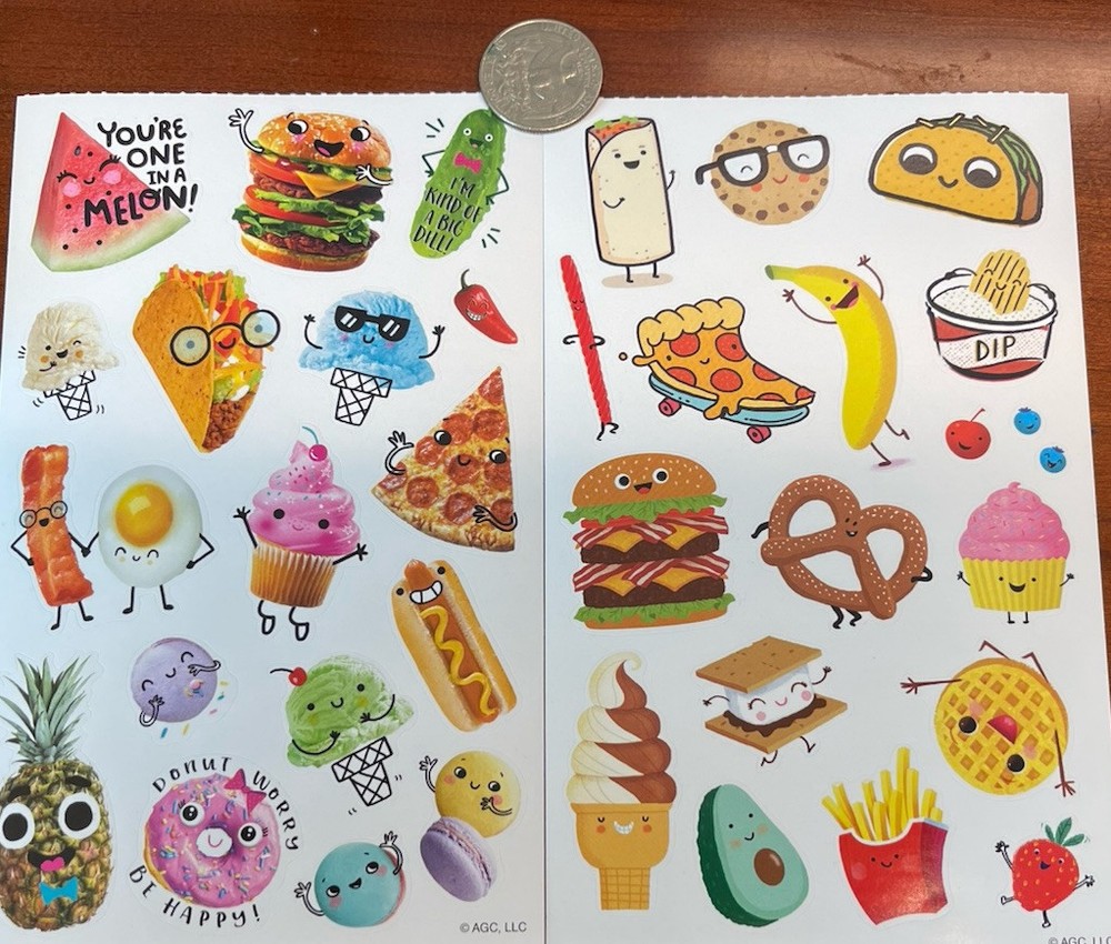 AGC Stickers Silly FOOD Faces Funny Happy Burger Taco Fruit Pretzel Cupcake