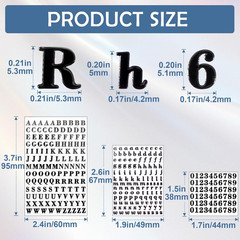 6 Sheets 0.2″ Small Letter Stickers, 2 Colors Metallic 0-9 Number A-Z Alphabet S