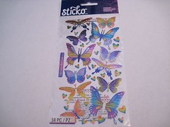 Scrapbooking Crafts Sticker Pack Sticko Metallic Butterflies Foil Blue Purple