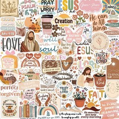 150PCS Christian Bible Verse Stickers, Boho Waterproof Vinyl Jesus Multicolor
