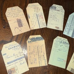 8 Junk Journal tags, Scrapbooking, journaling vintage style receipt tags ￼