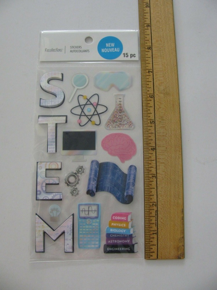 Recollections Stickers STEM RESEARCH Science 15 Pieces NIP