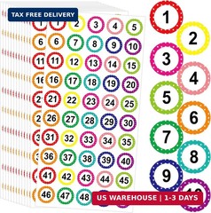 500 PCS Number Stickers 1-50 – 10 Colors 1 Inch Round Dot Number Stickers for Cl