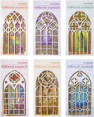 Glazed Flower Window Frame Stickes,60 Pieces Glitter Holographic Transparent PET