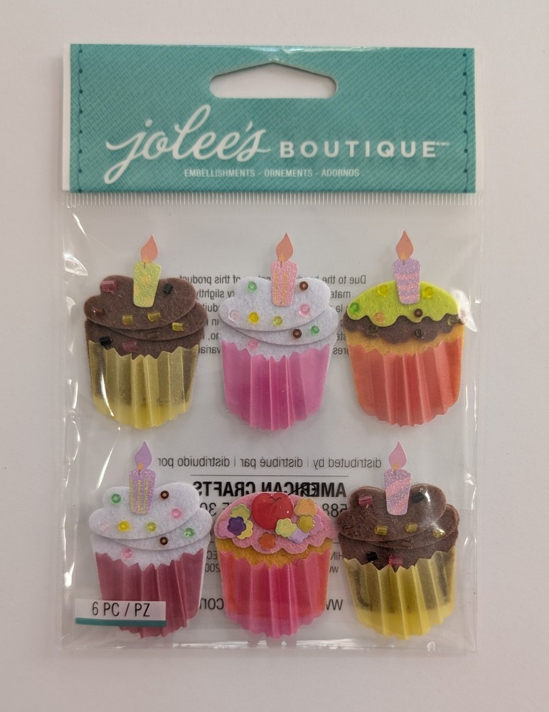 Jolee’s Birthday Cupcakes With Candles Scrapbooking Stickers