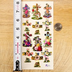 Violette Stickers – Floral Cross – 1 Decorated Religious Sticker Sheet – Crafts