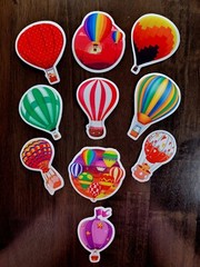 STICKERS x 10 Hot Air Balloon BRIGHT Color Sticker Various Styles HB1