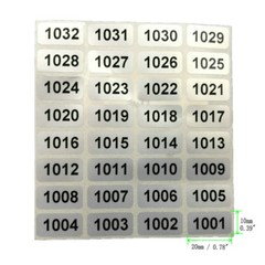 Black on Silver Labels, Consecutive Sequential Numbering Stickers 1000