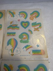 Vintage (4) Sheets Hallmark Sticker Lot 80s Rainbows Balloons Pencils Pastels