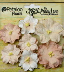Mini Wild Rose ANTIQUE MAUVE – 7 Paper Flowers 3-4cmAcross Penny Lane Petaloo XA