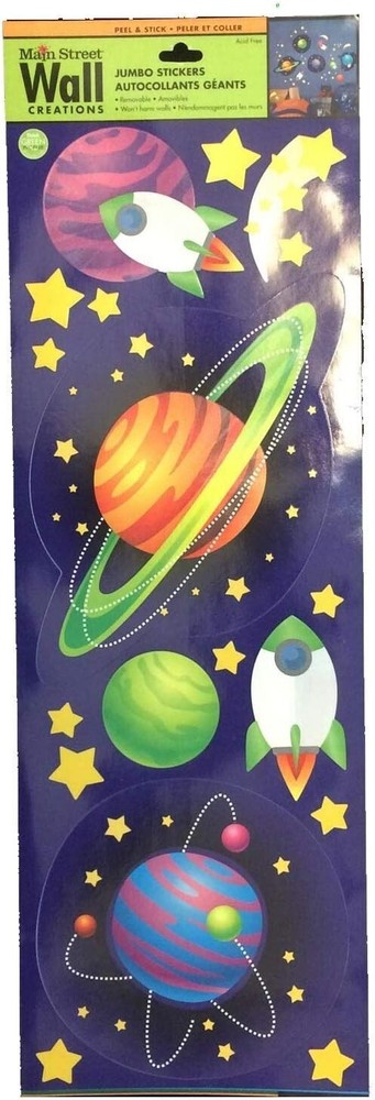 Removable Wall Stickers OUTER SPACE ROCKET PLANET Main Street Clings Decorations