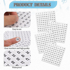 Consecutive Number Stickers – 1 to 100 round Labels, Vinyl, Small (0.4Inch), 50