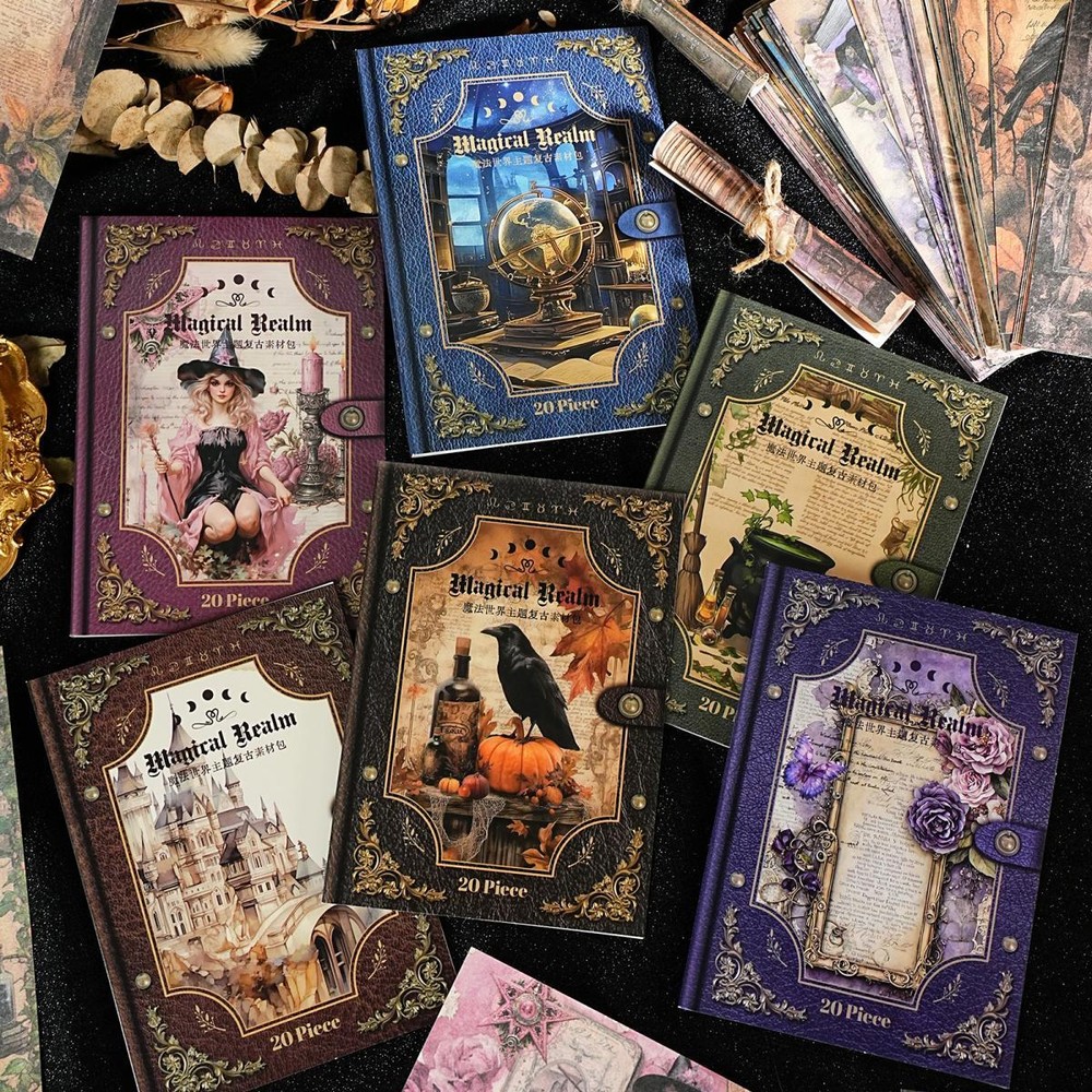 20Pcs Vintage Magic Witch Scrapbook Paper Junk Journal Album Crafts Collage Art