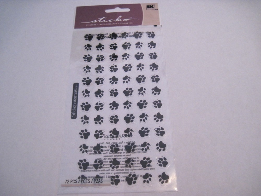 Crafts Stickers Sticko Small Black Animal Tracks Paws Paw Prints Repeats