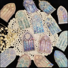 10pcs P.E.T. Stained Glass Church Window Stickers- Scrapbook, Journal, DIY Craft