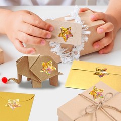 500 PCS Holographic Gold Star Stickers, Self~Adhesive Glitter Reward Labels