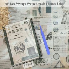 40 Sheets Vintage Washi Stickers Book for Adults, Scrapbook Ephemera with 180pcs