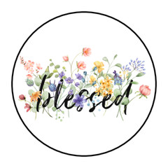 30 BLESSED STICKERS ENVELOPE SEALS LABELS 1.5″ ROUND WILDFLOWERS FLORAL