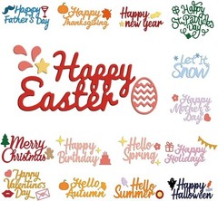 Durable 15-Piece Metal Cutting Words Dies for Celebrations & Special Events