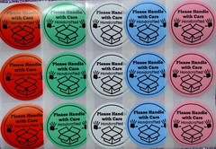 40 HANDLE WITH CARE STICKERS 2″ ROUND LABELS SHIPPING SUPPLIES SCRATCH RESISTANT