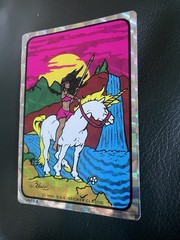 Vintage BJ Vending Machine Warrior Girl Unicorn Sticker 1985 Holographic VHTF