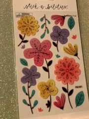 THE PAPER STUDIO STICKERS STICKABILITIES MULTI-COLOR FLOWERS ‘REMOVABLE’ 17pcs