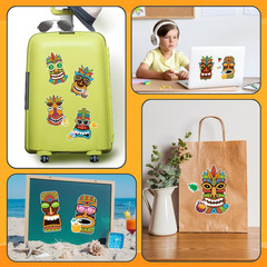 24 Sheets Summer Stickers, Make a Tiki Face Sticker, Tropical Hawaiian Stickers