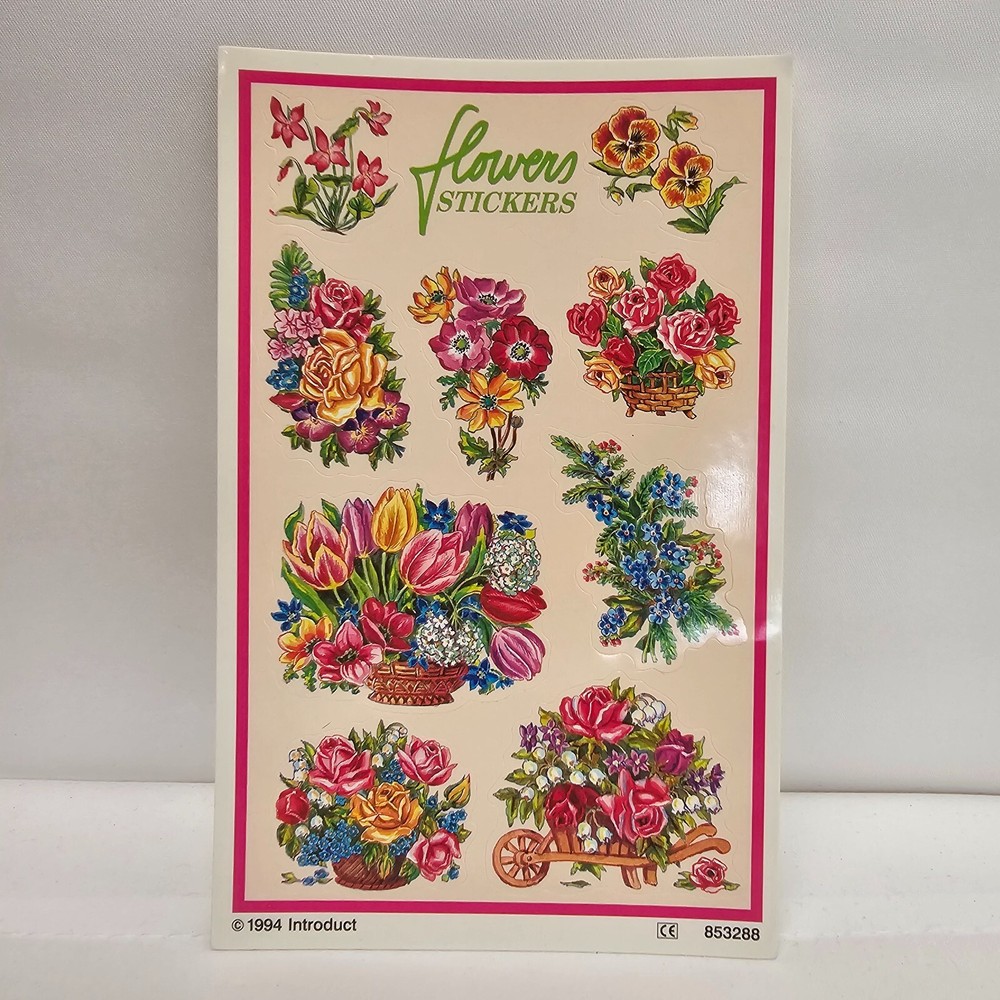 Introduct IJsselstein Stickers Flowers Blumen Aufkleber Postcard 90s Fun Vtg