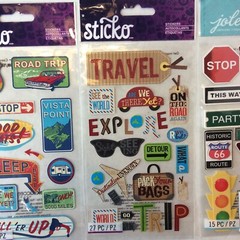 Travel Road Sign Stickers Crafts Scrapbooking 3 Packs New