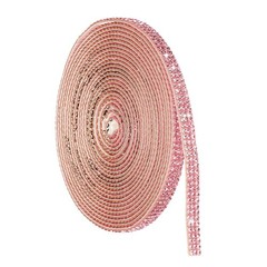 4 Yard 3 Row Self Adhesive Rhinestone Ribbon Crystal Strips Pink