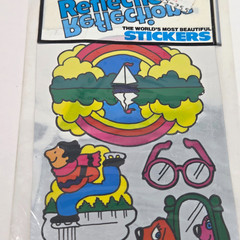 VINTAGE 1983 GORDY SILVER GLOW REFLECTION STICKERS NEW SEALED MIRROR RAINBOW DOG