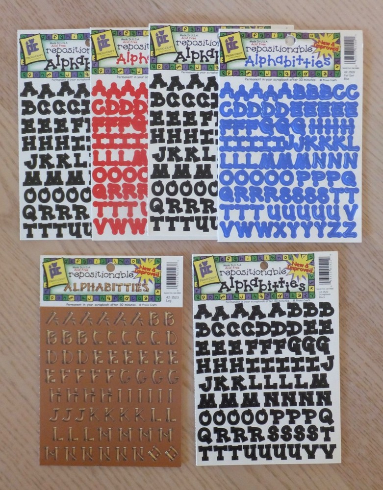 6 New Repositionable Alphabitties Alphabet Letters & Numbers, & 7 Partial Sheets